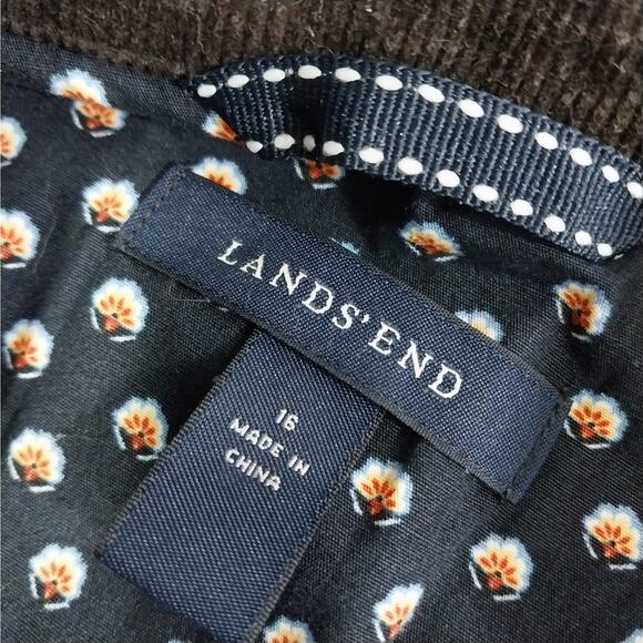 LANDS' END! ESPRESSO BROWN FINE WALE CORDUROY UTILITY STYLE JACKET BLAZER! SZ 16 - Picture 11 of 13